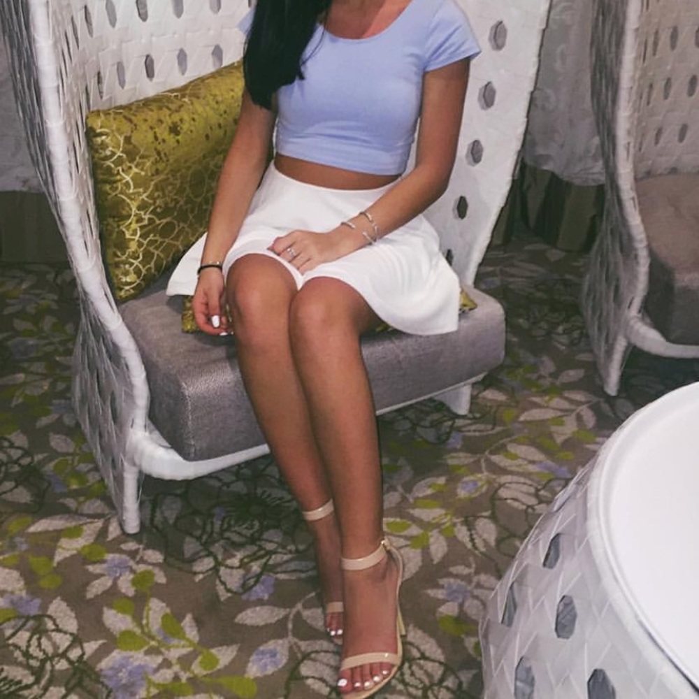 Crop top and white skater textured skirt SET